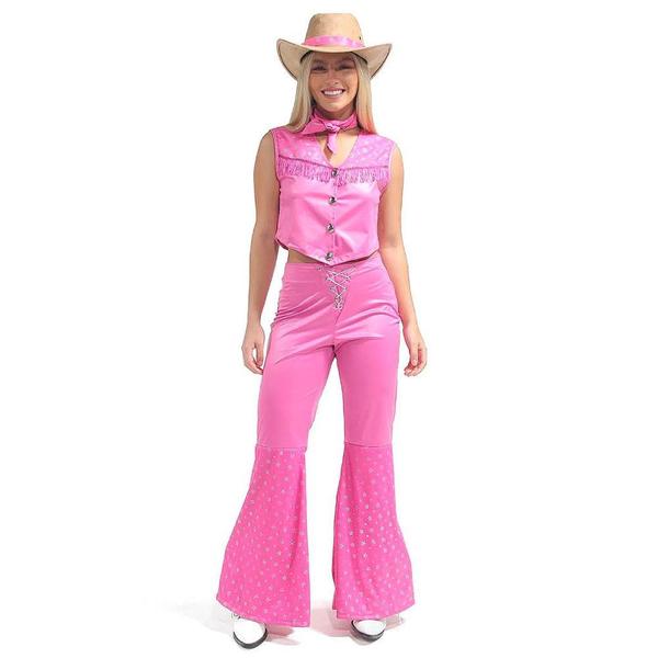 Imagem de Fantasia CowGirl Rosa Feminina Adulta Roupa Country de Luxo