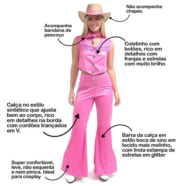 Imagem de Fantasia CowGirl Rosa Feminina Adulta Roupa Country de Luxo