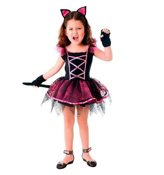 Imagem de Fantasia de Bruxa Gatinha Halloween Infantil