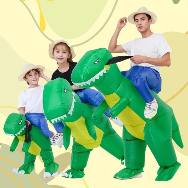 Imagem de Fantasia De Cosplay De Dinossauro Inflável Verde Para Crianças Unissex Festa De Halloween Carnaval