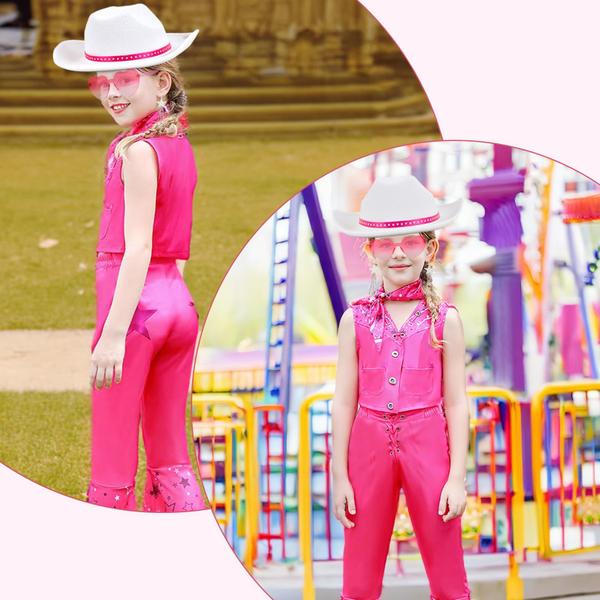 Imagem de Fantasia de cowgirl Kidinix, roupa de discoteca para meninas de 3 a 12 anos, rosa