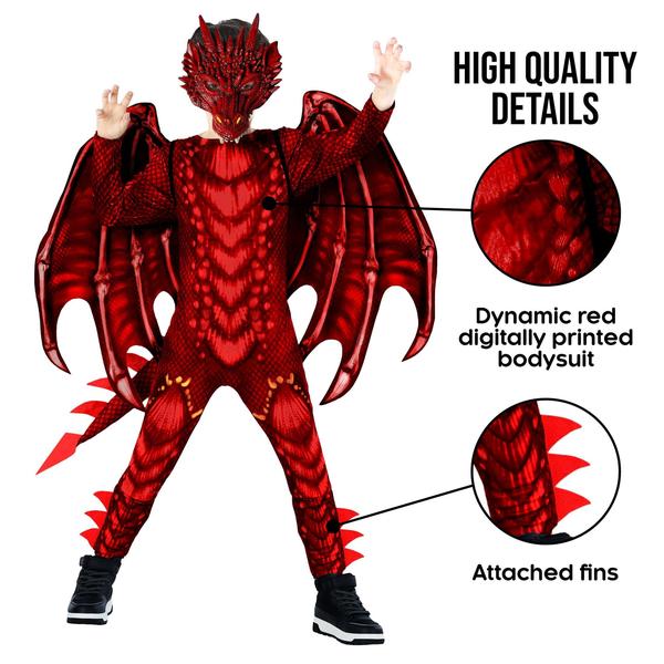 Imagem de Fantasia de dragão Morph Red Dragon para crianças e meninos de Halloween