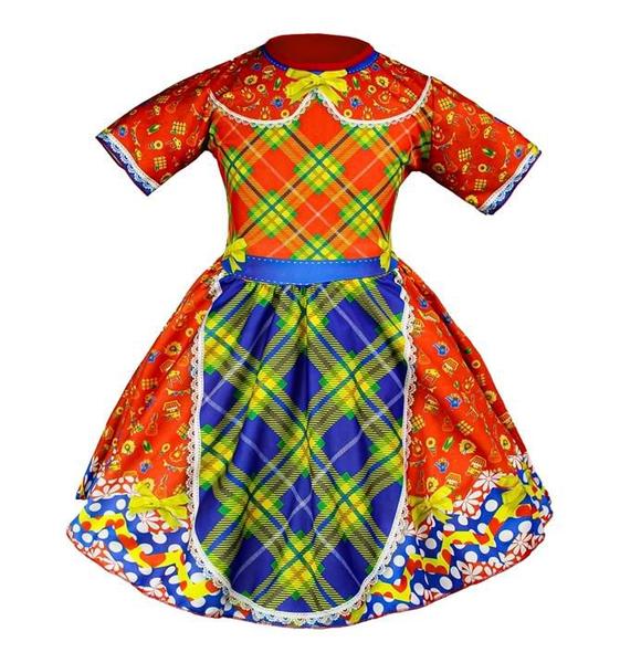 Imagem de Fantasia de Festa Junina Bebê Vestido Caipira Estampado