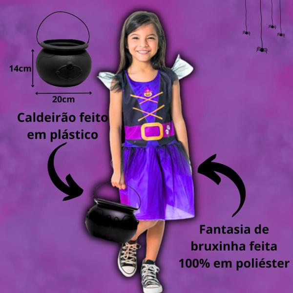 Imagem de Fantasia De Halloween Bruxinha Completa Menina Infantil Com Caldeirão Feminino Criança Toymaster