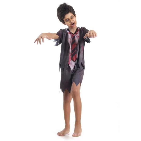 Imagem de Fantasia de Halloween Infantil Zumbi Estudante Curta