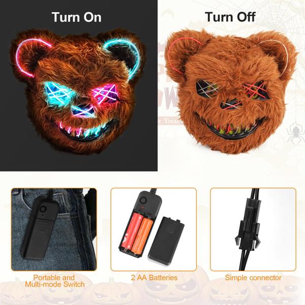 Imagem de Fantasia de Halloween Máscara de urso ZONESTA Scary Bloody Plush