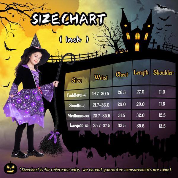 Imagem de Fantasia de Halloween Poshetion Light Up Witch para meninas de 8 a 10 anos