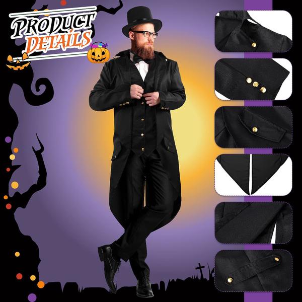 Imagem de Fantasia de Halloween Steampunk Vintage Tailcoat para homens