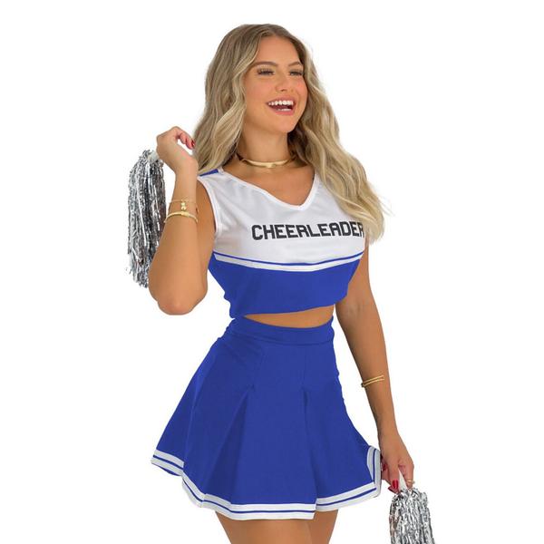 Imagem de Fantasia De Lider De Torcida Adulto Blusa E Saia Cheerleader