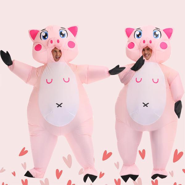 Imagem de Fantasia de porco inflável AICHLO Pig Pink Fancy Dress para mulheres