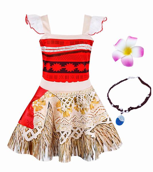 Imagem de Fantasia de princesa AOVCLKID Moana Dress para meninas de 6 anos com acc