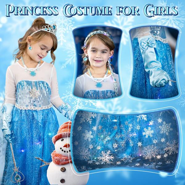 Imagem de Fantasia de princesa Luucio Light Up Frozen Dress para meninas de 3 a 10 anos