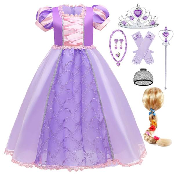 Imagem de Fantasia de princesa Luzlen Purple Rapunzel Dress para meninas de 5 a 6 anos