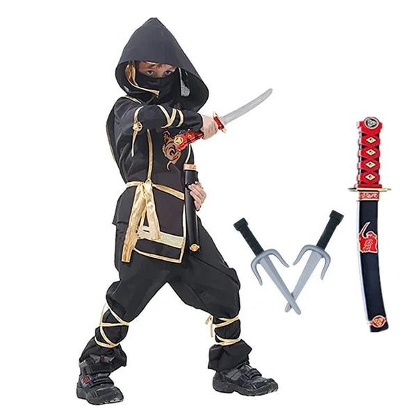 Imagem de Fantasia de Samurai Ninja Preto para Meninos - Halloween - com Acessórios de Espuma