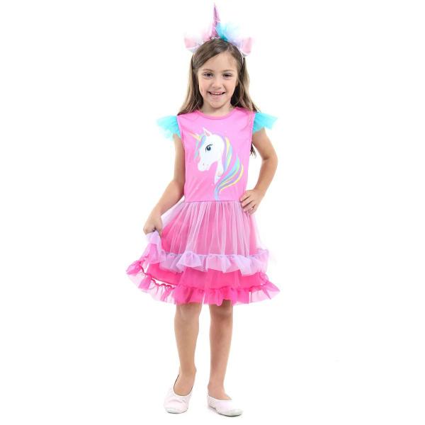 Imagem de Fantasia de Unicórnio Infantil Vestido de Unicórnio Infantil com Tiara Sulamericana 930515