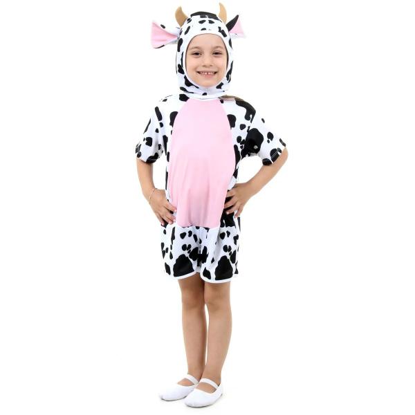 Imagem de Fantasia de Vaca Infantil Curta com Capuz de Orelhas e Chifres Roupa de Vaquinha Sulamericana 915614