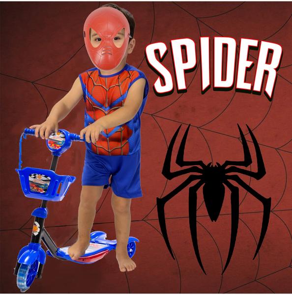 Imagem de Fantasia do Homem Aranha + Patinete Infantil Azul