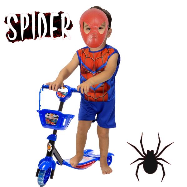 Imagem de Fantasia do Homem Aranha + Patinete Infantil Azul