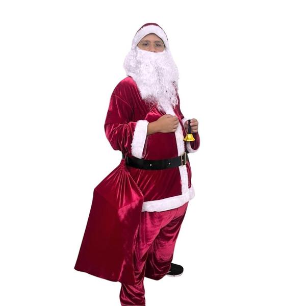 Imagem de Fantasia do Papai Noel de Veludo Luxo Completa com Sino