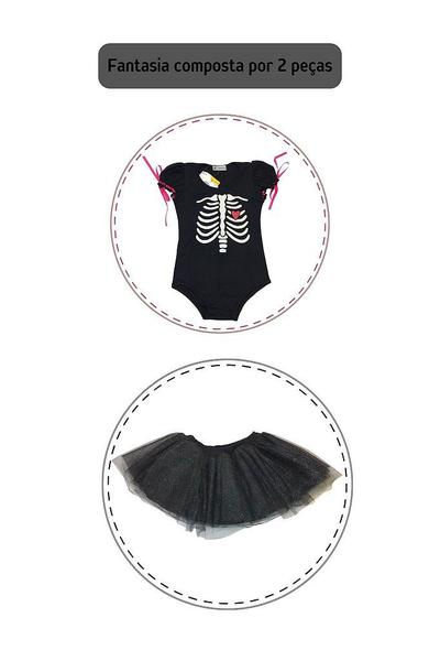 Imagem de Fantasia Esqueleto Menina PRETO - HALLOWEEN - QUIMERA KIDS