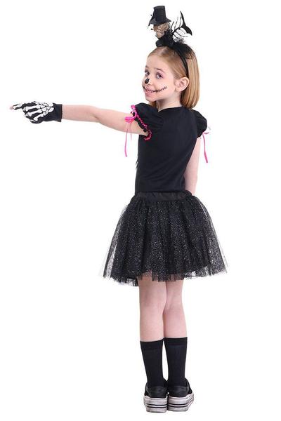 Imagem de Fantasia Esqueleto Menina PRETO - HALLOWEEN - QUIMERA KIDS