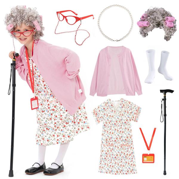 Imagem de Fantasia FAYBOX Old Lady para crianças 100 Days of School Celebrat