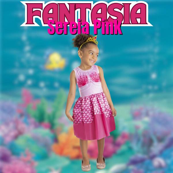 Imagem de Fantasia Feita Em Poliéster Sereia Pink Para Menina Vestido Rosa Carnaval Fantasias Super