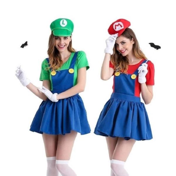 Imagem de Fantasia Feminina Infantil Super Mario Bros Mario / Luigi 