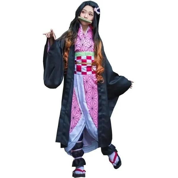 Imagem de Fantasia Feminina Nezuko Kamado - Cosplay Kimetsu no Yaiba (Demon Slayer) - Kimono para Halloween