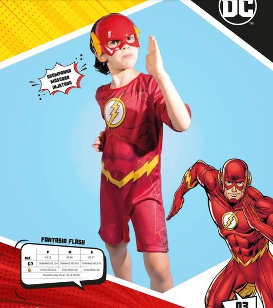 Imagem de Fantasia Flash Infantil Curta Roupa Original DC com Máscara - Baby Brink