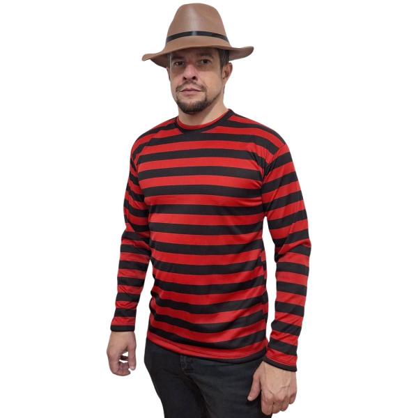 Imagem de Fantasia Freddy Krueger Chapéu Camiseta Freddy Krueger Fantasia Hallowwen Fantasia de Terror