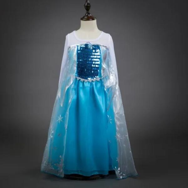 Imagem de Fantasia Frozen Vestido Infantil Princesa Elsa Com Capa