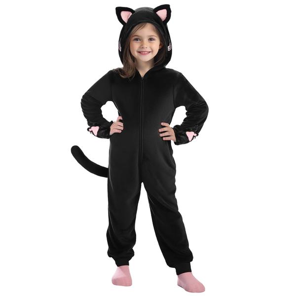 Imagem de Fantasia GIFTINBOX Cat Noir para meninas de 5 a 11 anos com capuz e chá