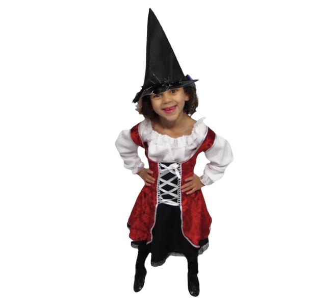 Imagem de Fantasia Halloween Bruxinha Bebê Menina Vestido de Bruxa Feiticeira Luxo Infantil Carnaval