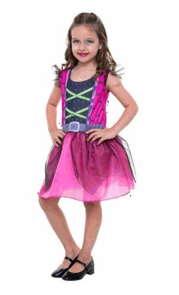 Imagem de Fantasia Halloween Carnaval Bruxinha Pink Tamanho G Infantil