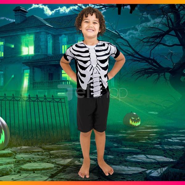 Imagem de Fantasia Halloween Esqueleto Caveira Infantil Dia Das Bruxas