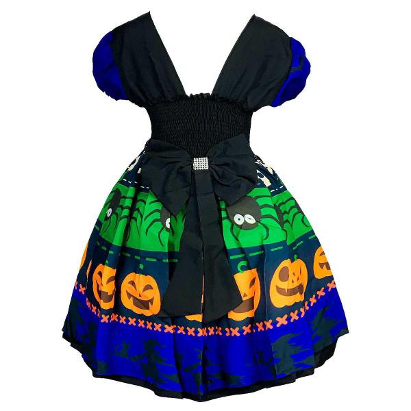 Imagem de Fantasia Halloween Infantil Feminina Vestido Abobora Com Tiara