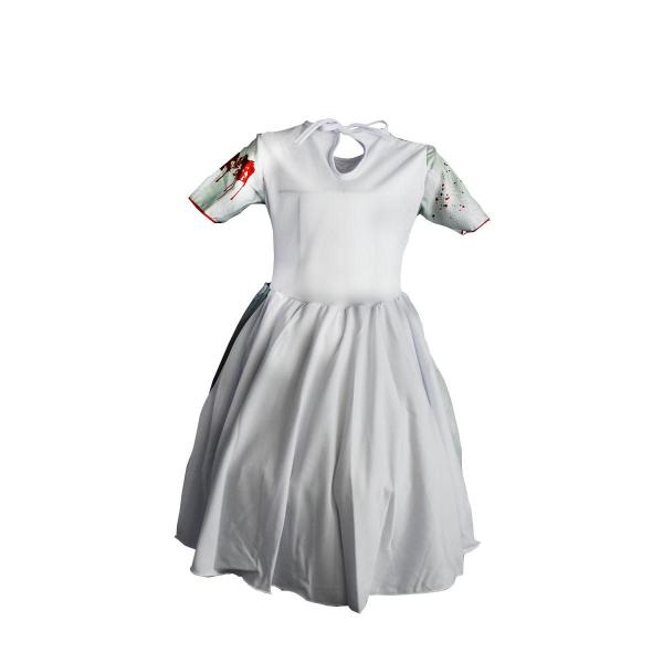 Imagem de Fantasia Halloween Infantil Vestido Noiva Zumbi pra Menina