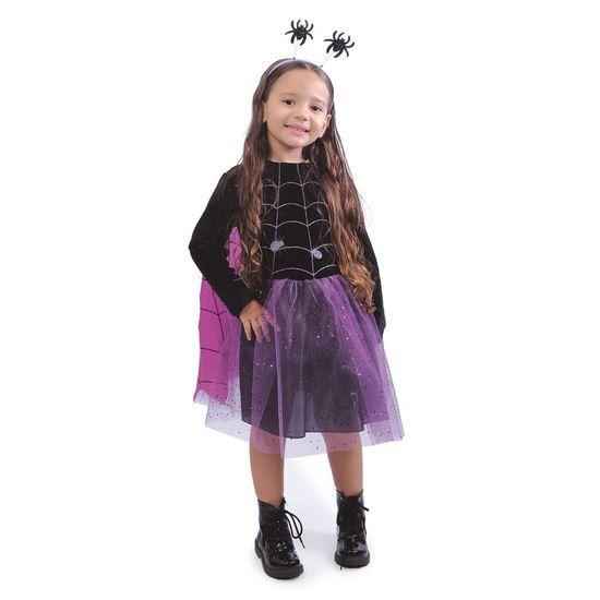 Imagem de Fantasia Halloween Infantil - Viúva Negra Preto e Roxo 9 a 12 Anos - 1 Un