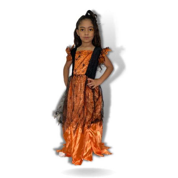 Imagem de Fantasia Halloween Vestido Bruxinha Menina Infantil Luxo Festa Dia das Bruxas