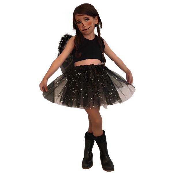 Imagem de Fantasia Hallowen Menina Infantil Anjo Negro Dia das Bruxas