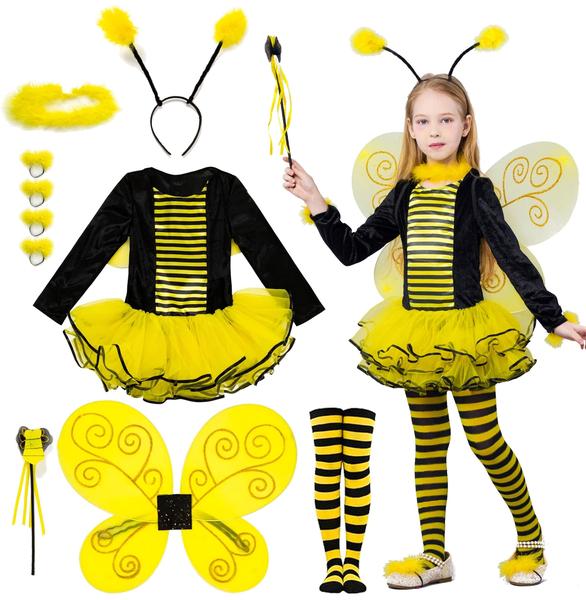 Imagem de Fantasia IKALI Girls Bee 3-4T com asas, bandana, varinha e muito mais