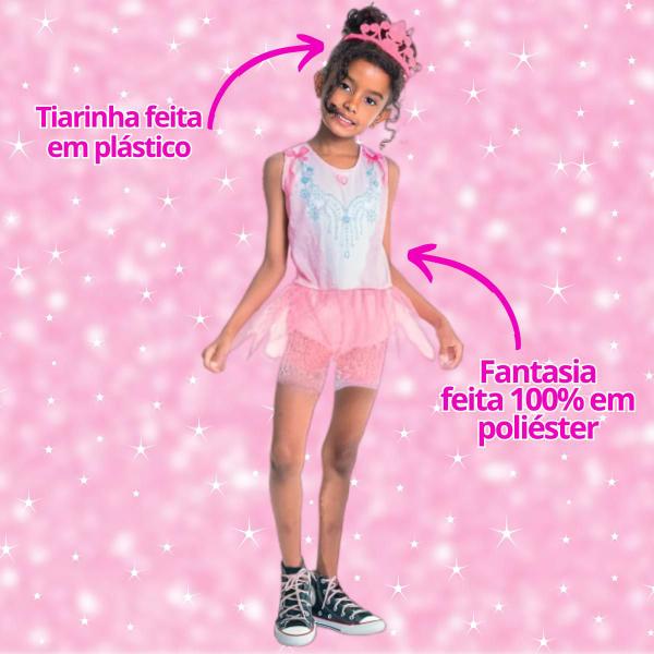 Imagem de Fantasia Infantil Bailarina Para Menina Com Tiarinha Rosa Traje Feminino Para Crianças Toymaster