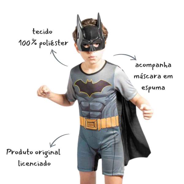 Imagem de Fantasia Infantil Batman Original DC Comics, Novabrink, 3 à 12 Anos, Tamanhos P M G