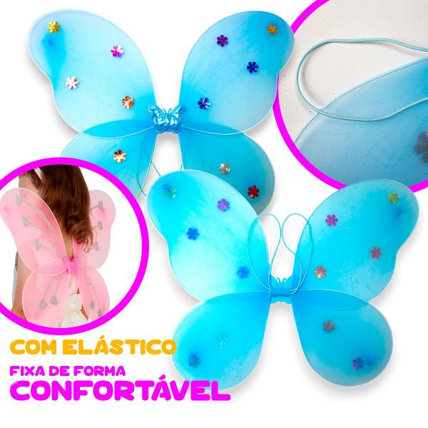 Imagem de Fantasia Infantil Borboleta Kit Asa Tiara Varinha Festa