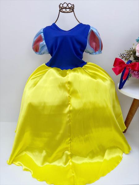 Imagem de Fantasia Infantil Branca De Neve Completa Luxo com Capa e Tiara