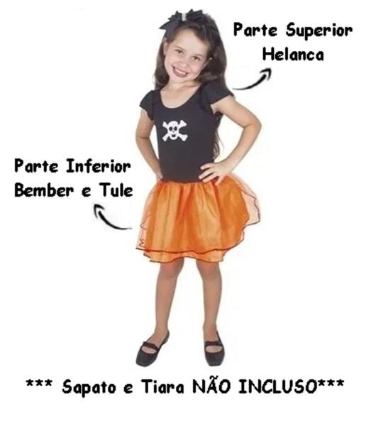 Imagem de Fantasia Infantil Bruxinha Keka Vestido Curto Halloween De 2 À 8 Anos