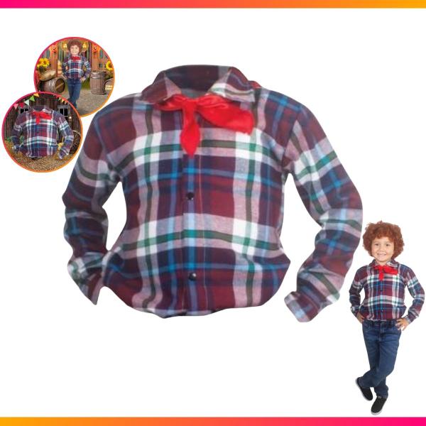 Imagem de Fantasia Infantil Camisa Flanela C/ lenço Festa Junina Caipira