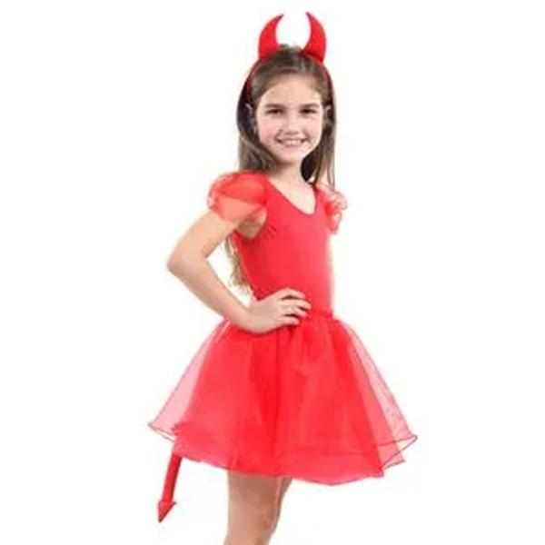 Imagem de Fantasia Infantil Diabinha Vestido M com Tiara Sulamericana