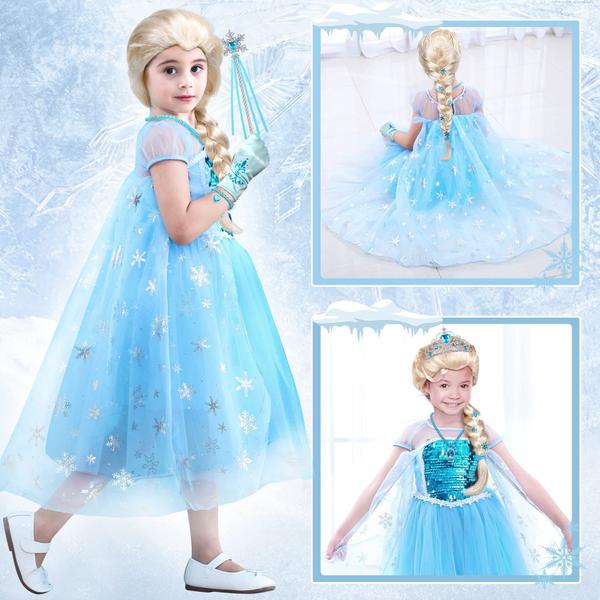 Imagem de Fantasia Infantil Elsa Frozen - Vestido, Peruca e Acessórios